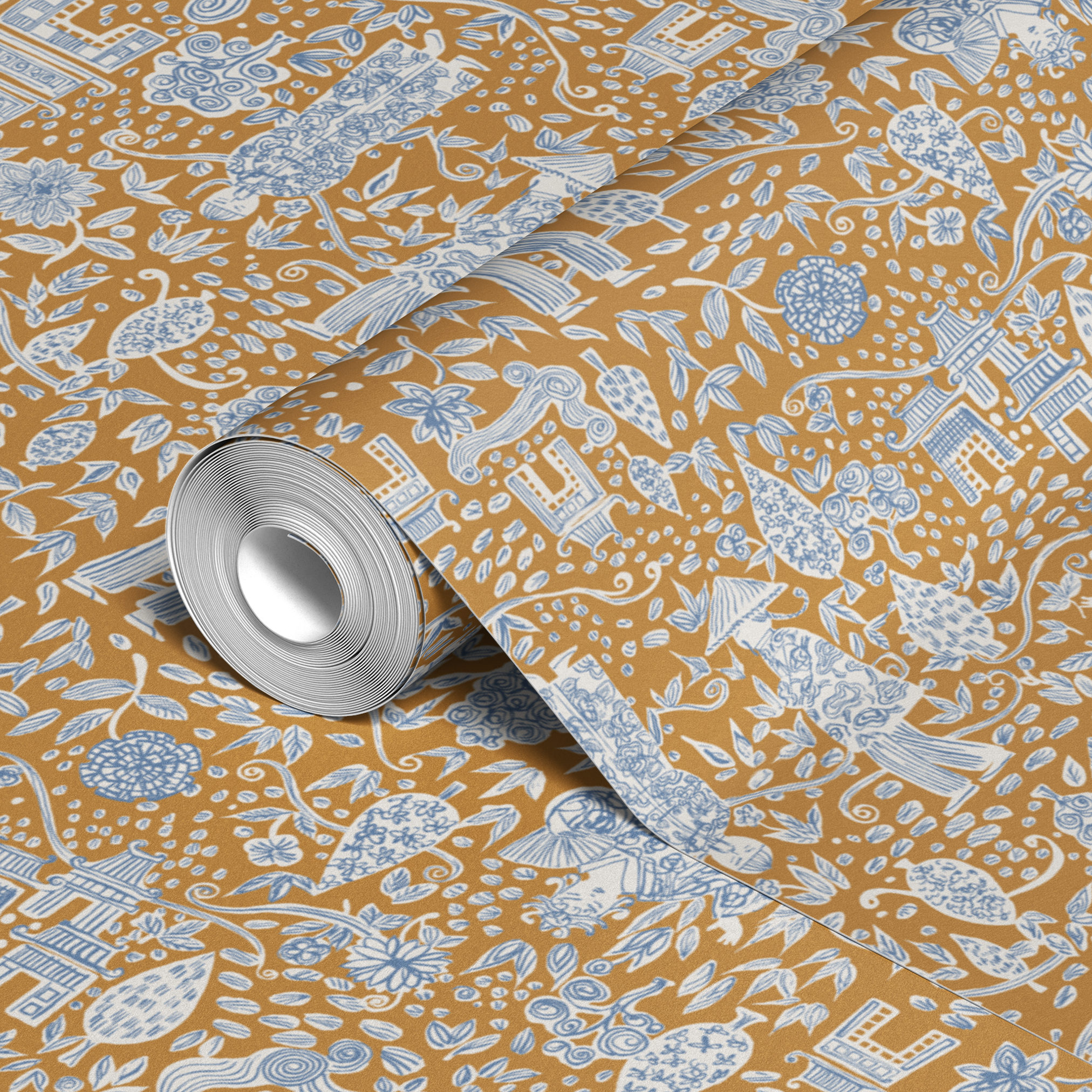 wallpaper roll closeup mockup