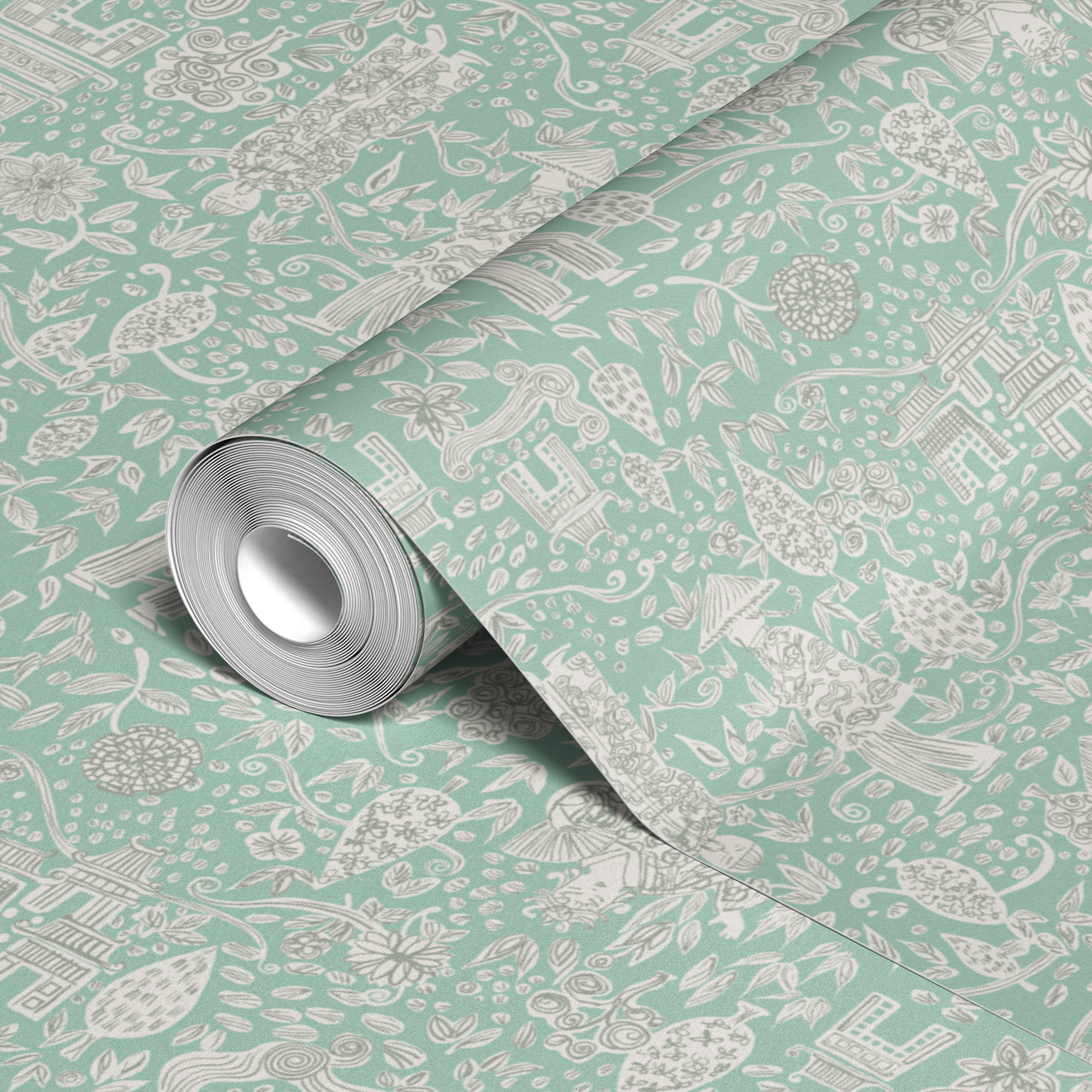 wallpaper roll closeup mockup