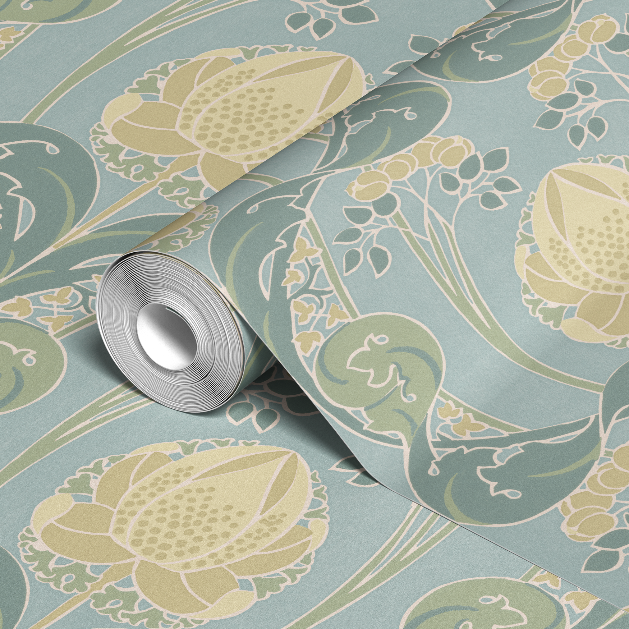 wallpaper roll closeup mockup