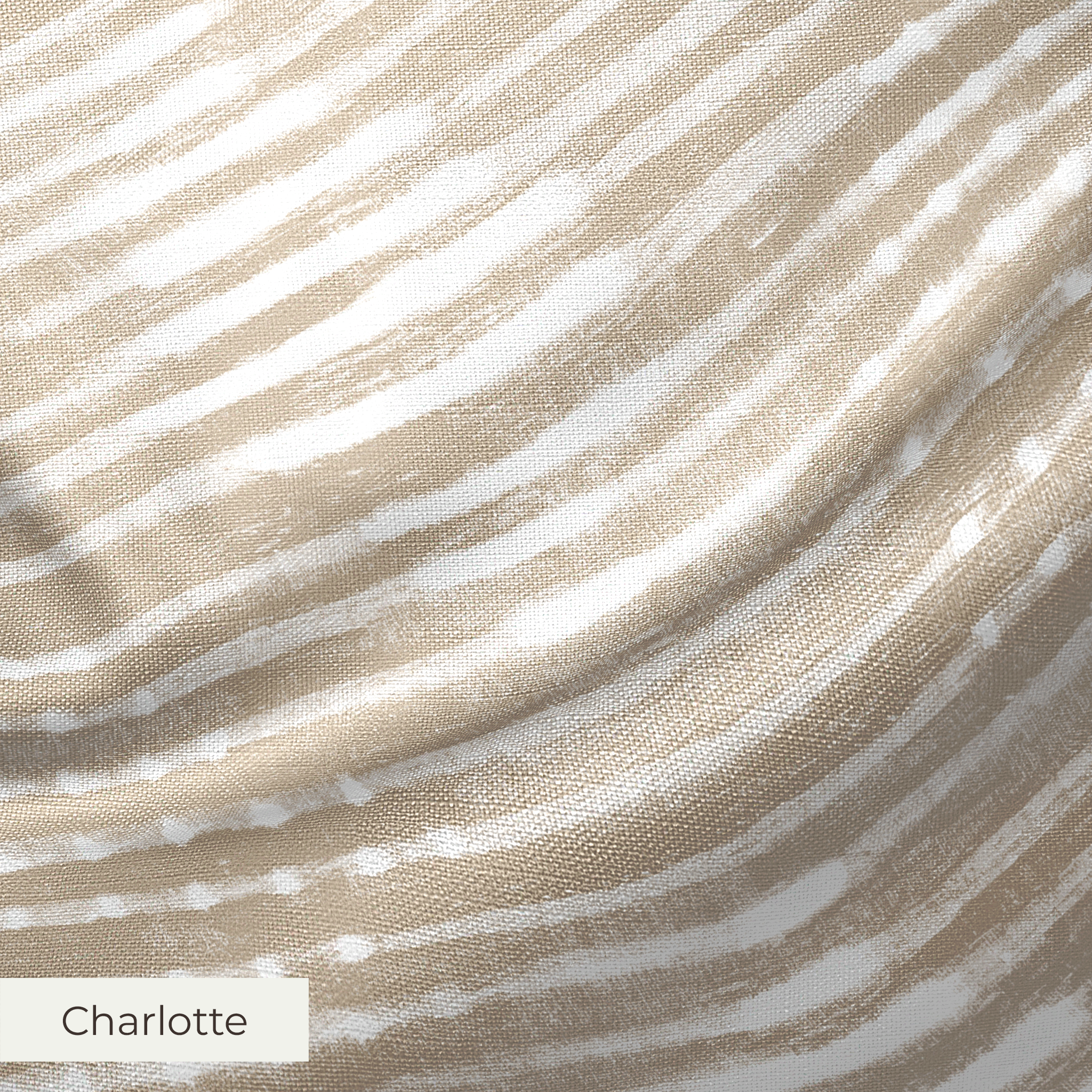 Horizontal beige and white striped pattern with irregular, organic lines creating a textured appeara