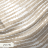 Horizontal beige and white striped pattern with irregular, organic lines creating a textured appeara