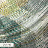 Abstract camouflage pattern in teal, gold, cream and gray with horizontal striped texture
