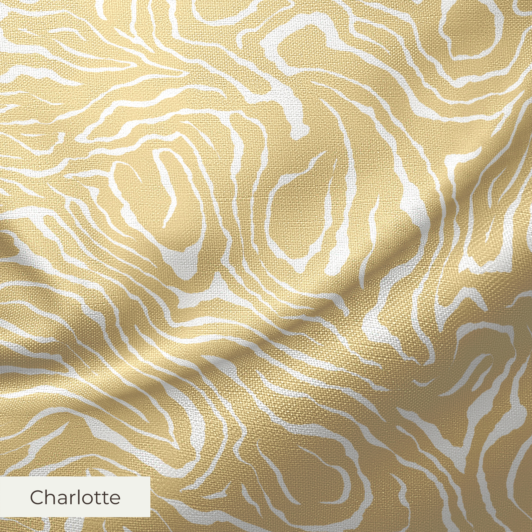 Gold and white swirling abstract pattern with flowing organic lines resembling wood grain or marbled