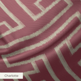 Burgundy and cream geometric Greek key pattern with symmetrical interlocking design
