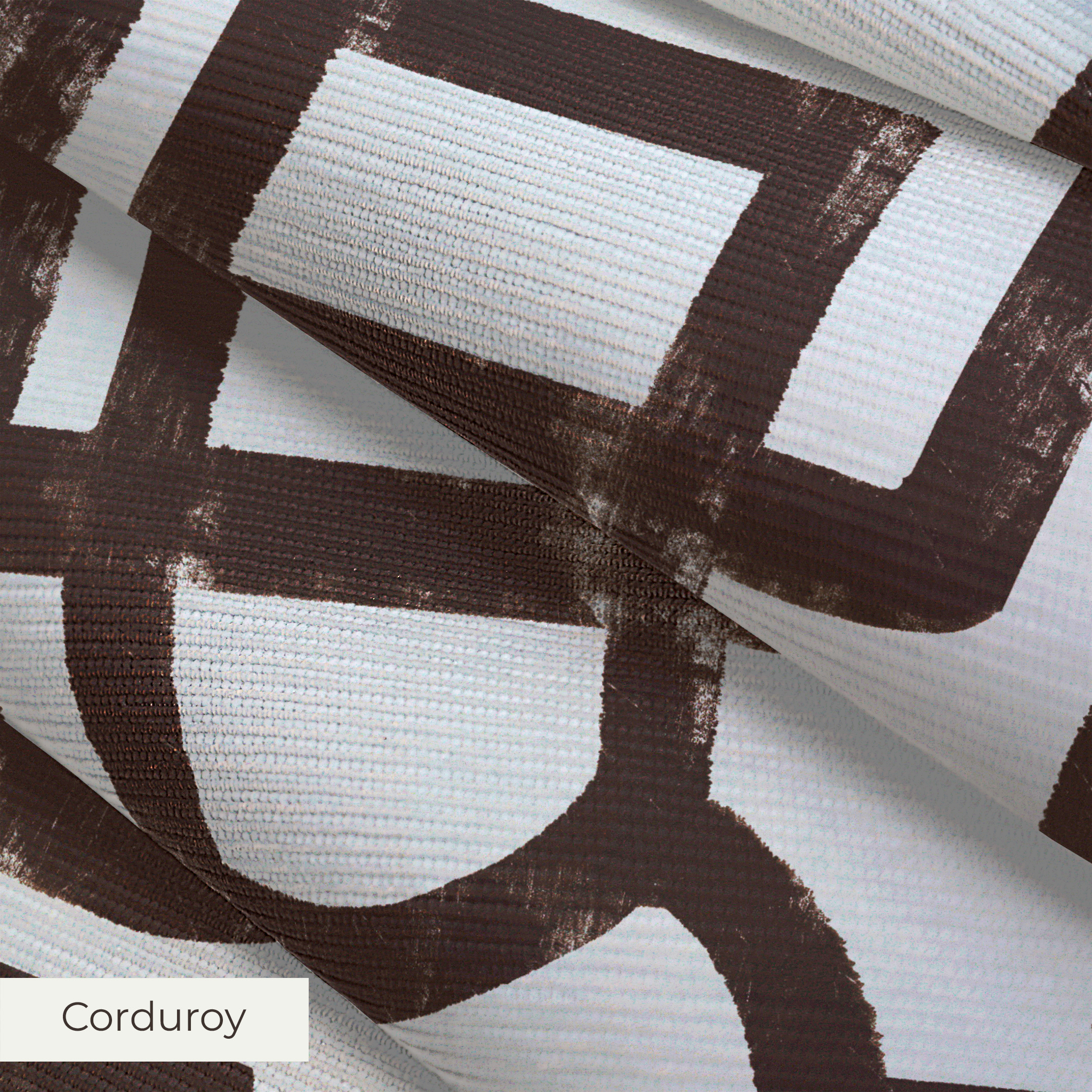 Abstract brown geometric maze pattern on white background with interlocking angular lines