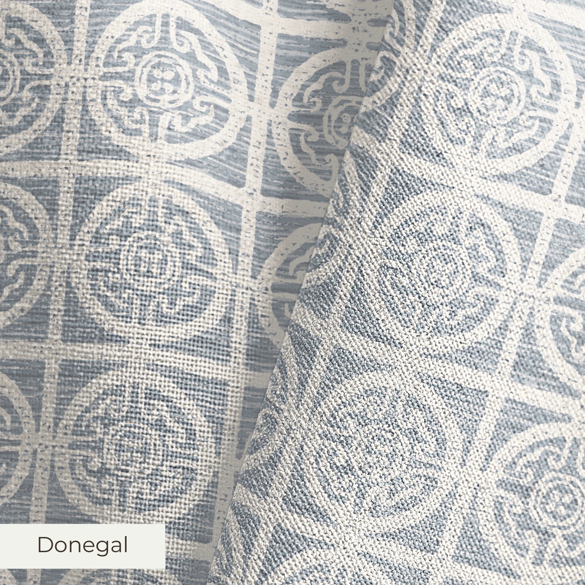 Geometric pattern with ornate circular medallions in gray and white, resembling vintage tile design