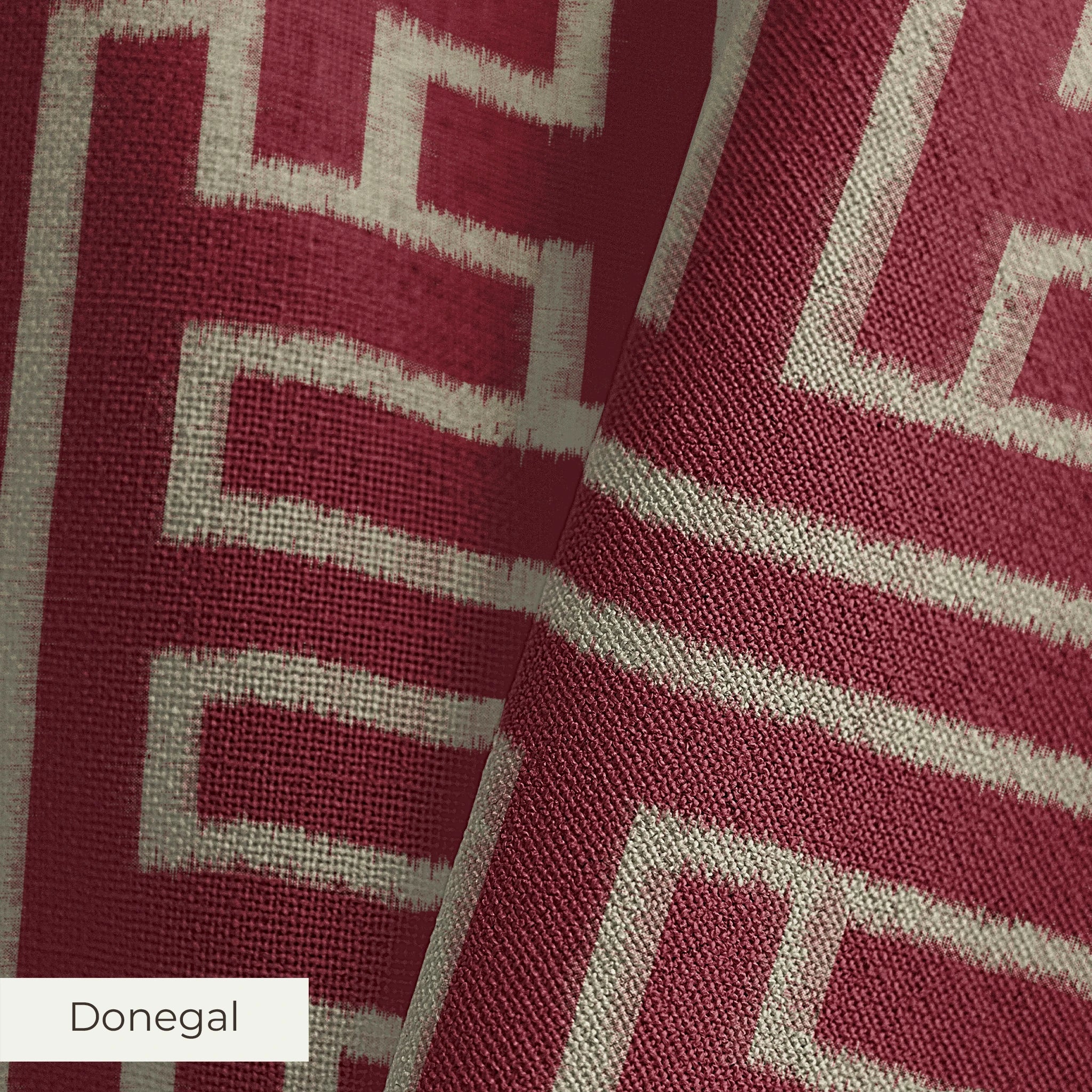 Burgundy and cream geometric Greek key pattern with symmetrical interlocking design