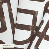 Abstract brown geometric maze pattern on white background with interlocking angular lines