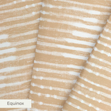 Horizontal white striped pattern on beige wood grain textured background