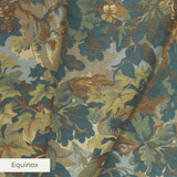 Autumn oak leaves and acorns pattern in gold, brown, and blue-gray tones
