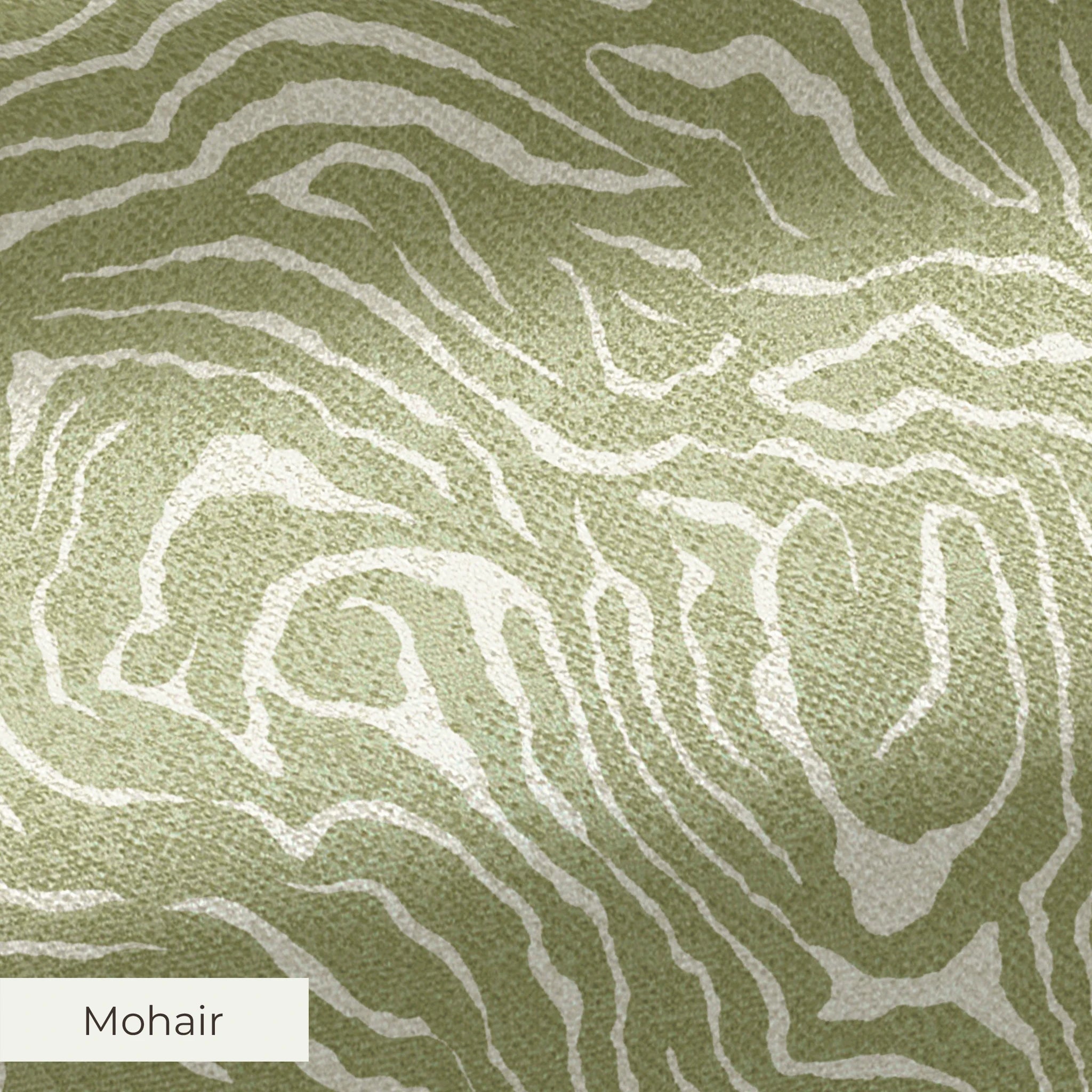 Abstract swirling pattern in white lines on sage green background, resembling flowing water or natur