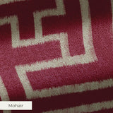 Burgundy and cream geometric Greek key pattern with symmetrical interlocking design