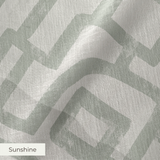 Abstract geometric pattern of interlocking gray rectangular shapes on beige background