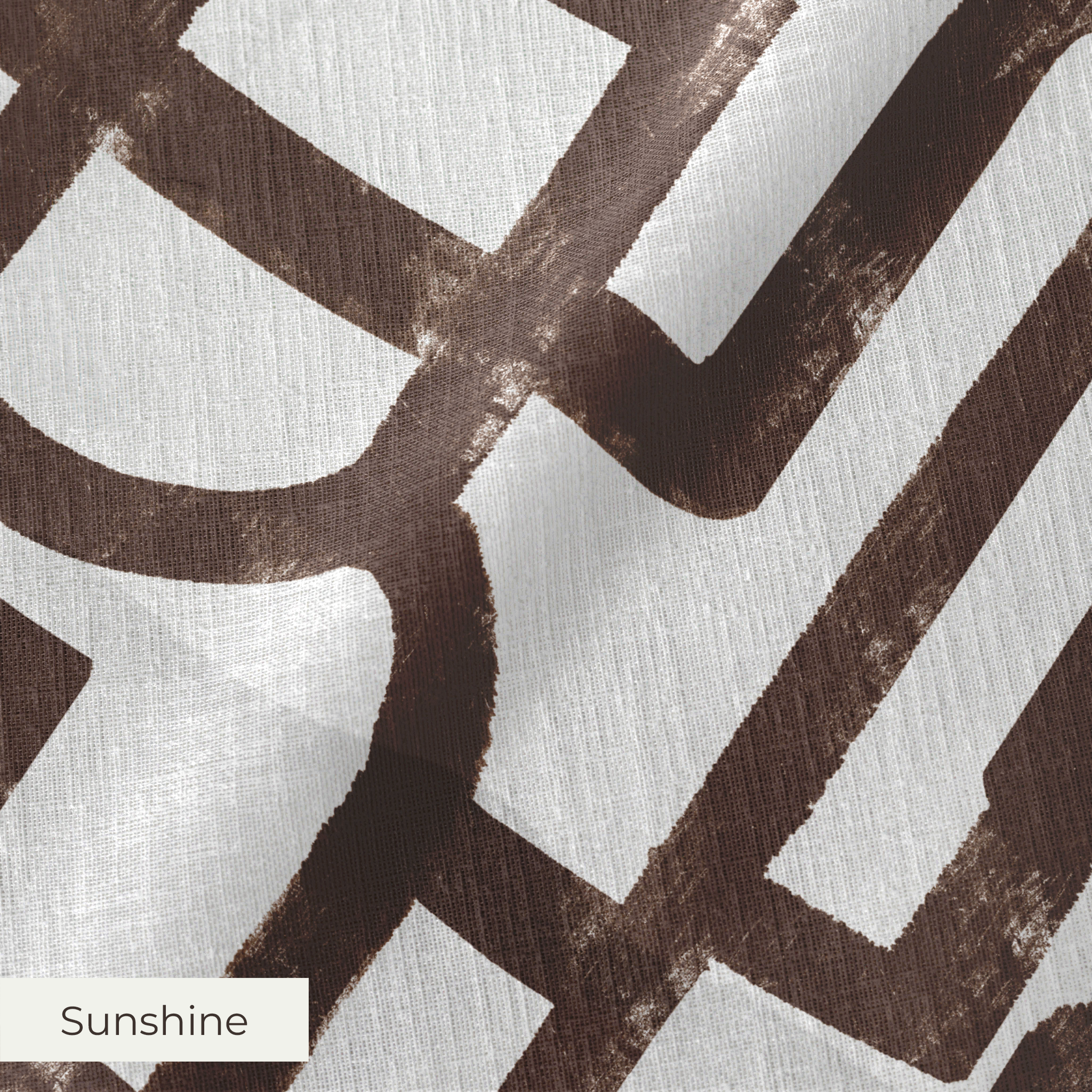 Abstract brown geometric maze pattern on white background with interlocking angular lines