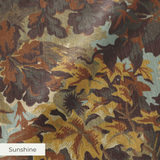 Autumn oak leaves and acorns in brown, gold, and sage green tones creating a dense fall foliage patt