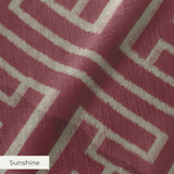 Burgundy and cream geometric Greek key pattern with symmetrical interlocking design