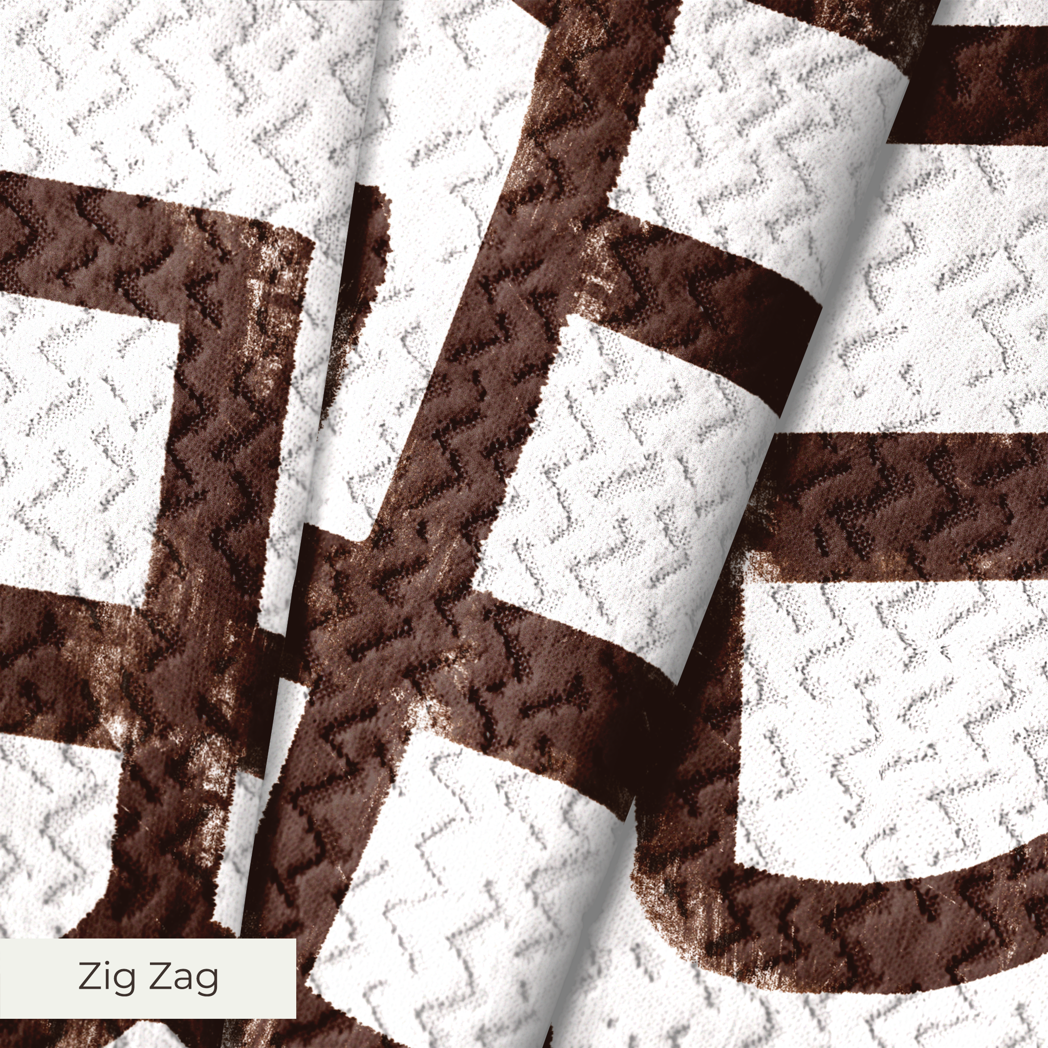 Abstract brown geometric maze pattern on white background with interlocking angular lines