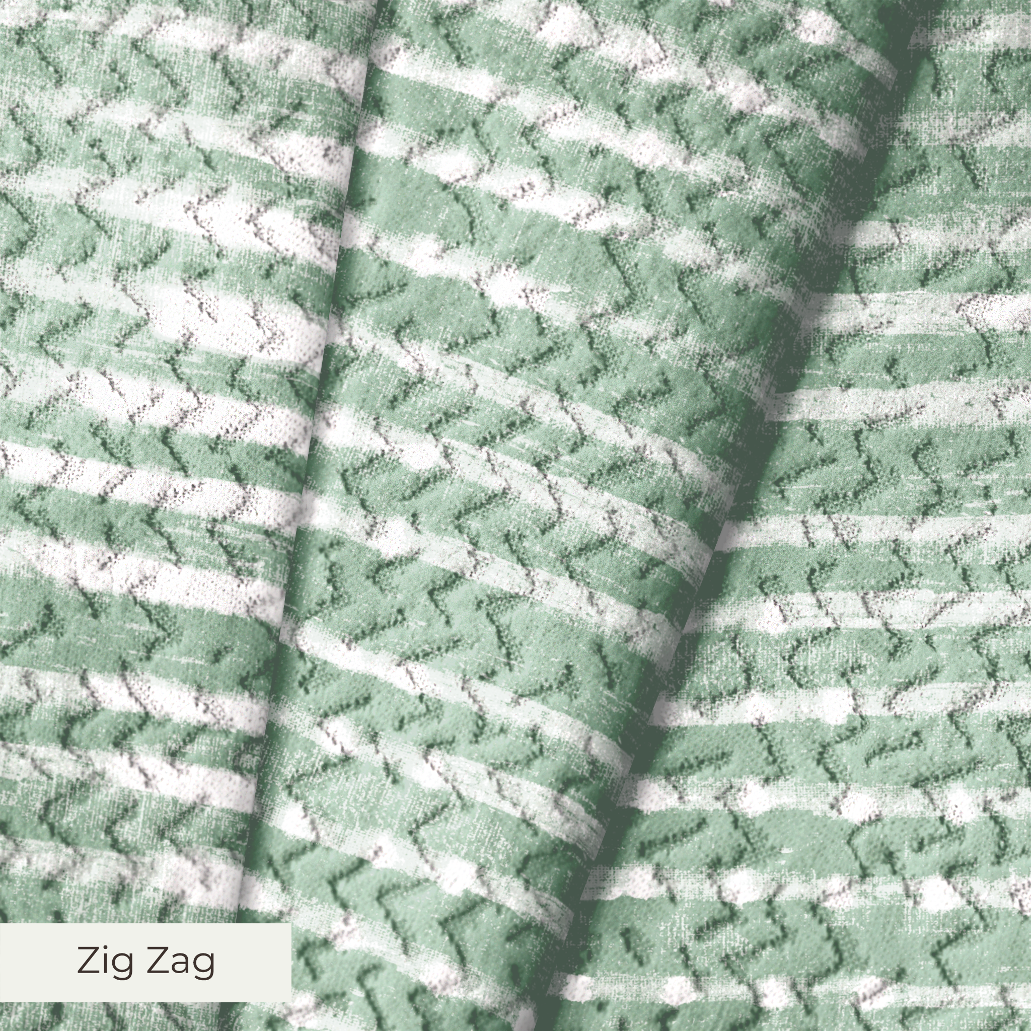 Green and white horizontal wavy stripes pattern with distressed texture