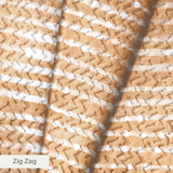 Horizontal white striped pattern on beige wood grain textured background
