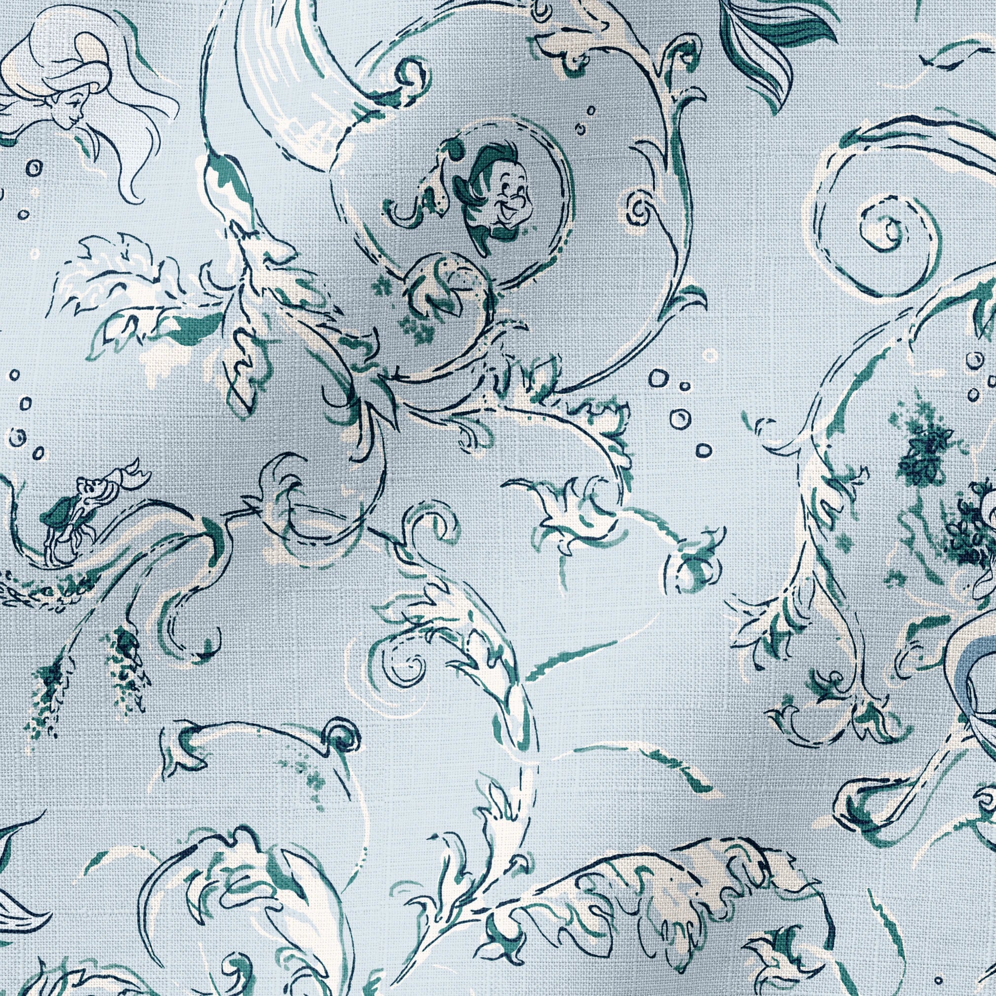 Disney | Baxter Mill - Princess - Ariel - Under the Sea - Powder Fabric