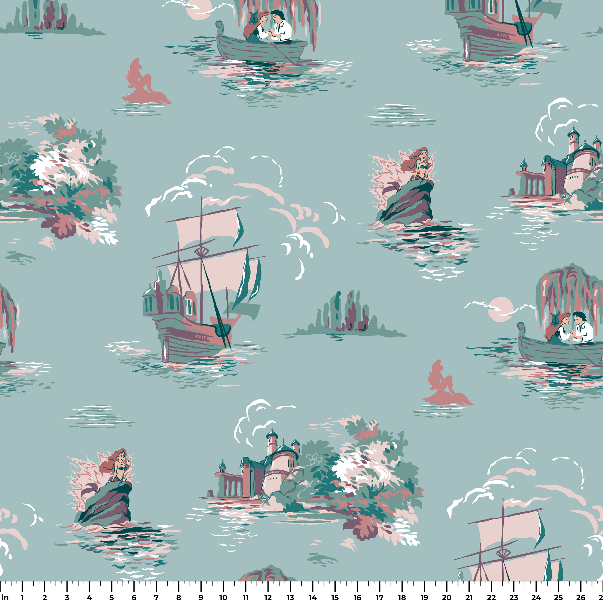 Disney | Baxter Mill - Princess - Ariel - Kiss the Girl - Lagoon Fabric