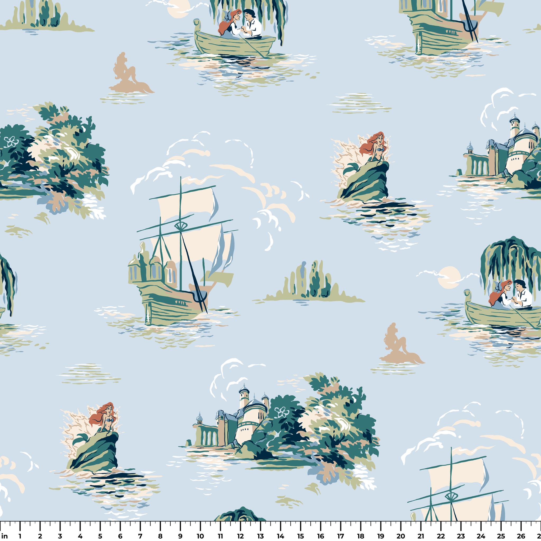 Disney | Baxter Mill - Princess - Ariel - Kiss the Girl - Sky Fabric