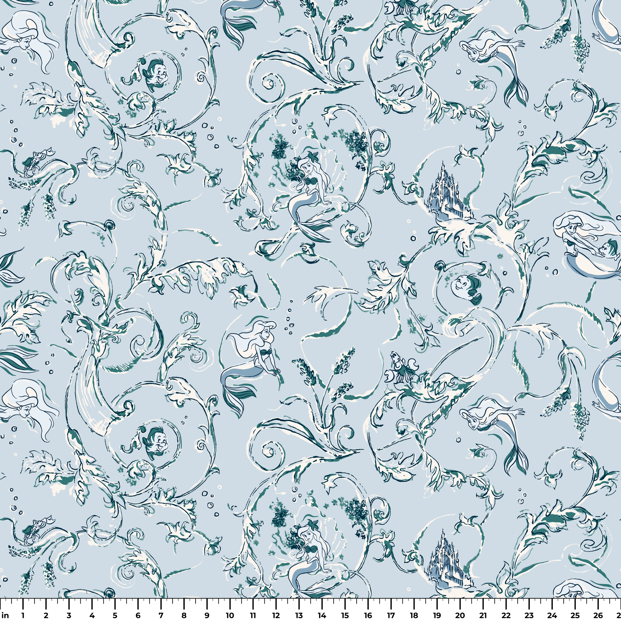 Disney | Baxter Mill - Princess - Ariel - Under the Sea - Powder Fabric