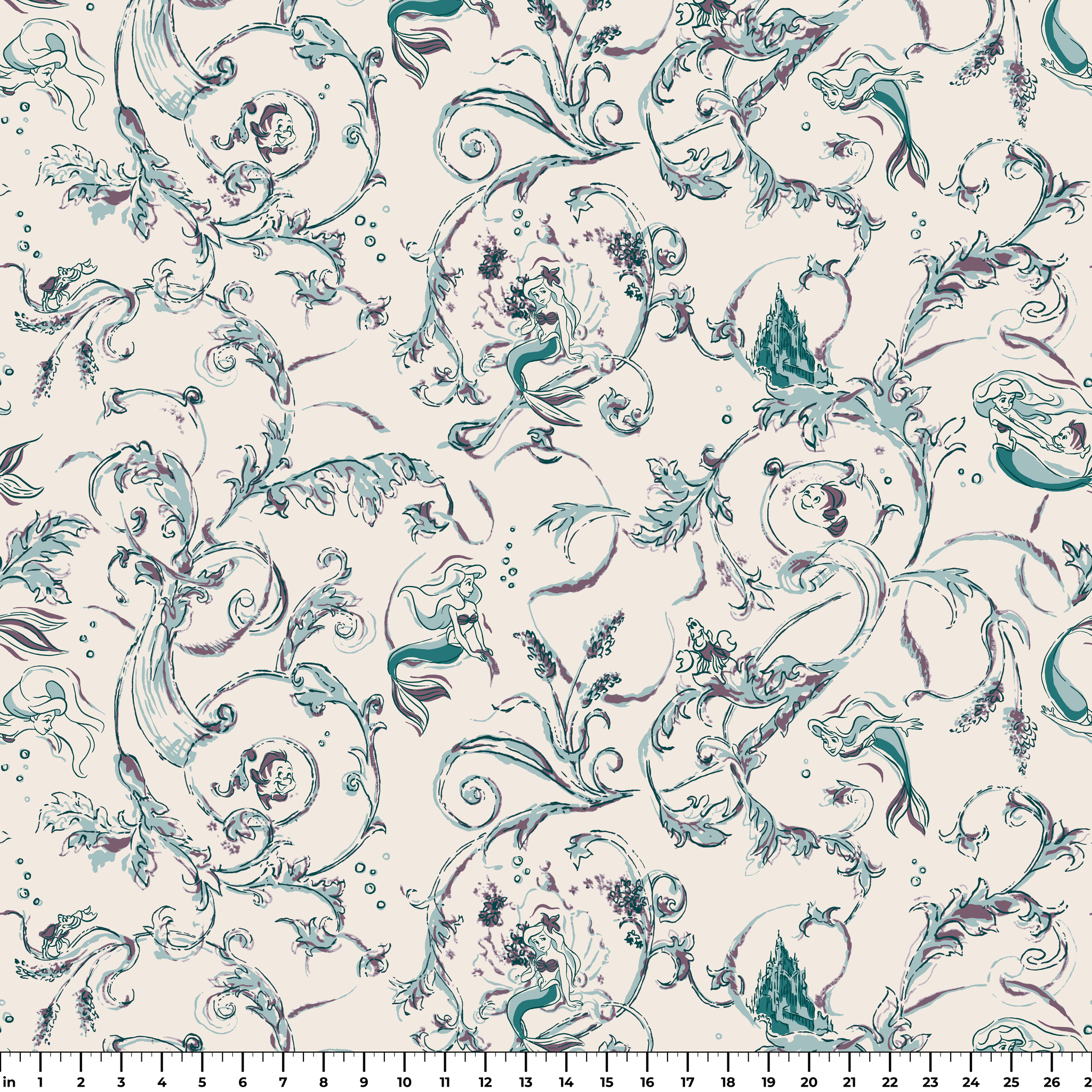 Disney | Baxter Mill - Princess - Ariel - Under the Sea - Lagoon Fabric