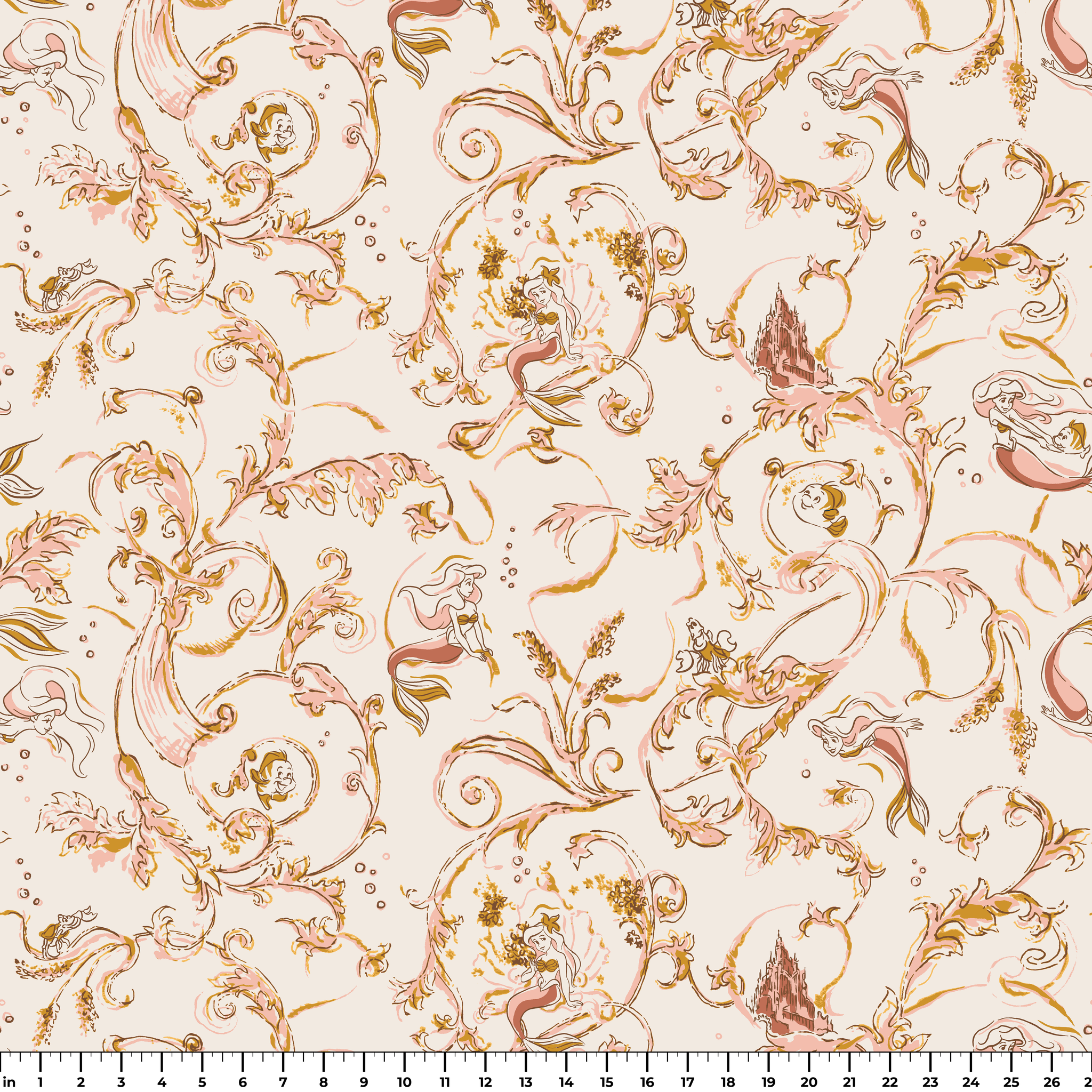 Disney | Baxter Mill - Princess - Ariel - Under the Sea - Coral Fabric