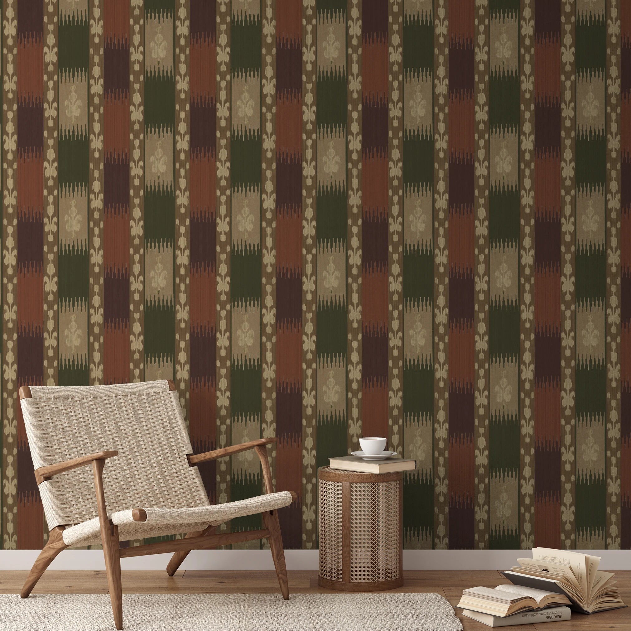 Menge Ikat - Baywood Wallpaper