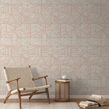 Geometric pattern with beige and cream angular lines forming abstract triangular shapes