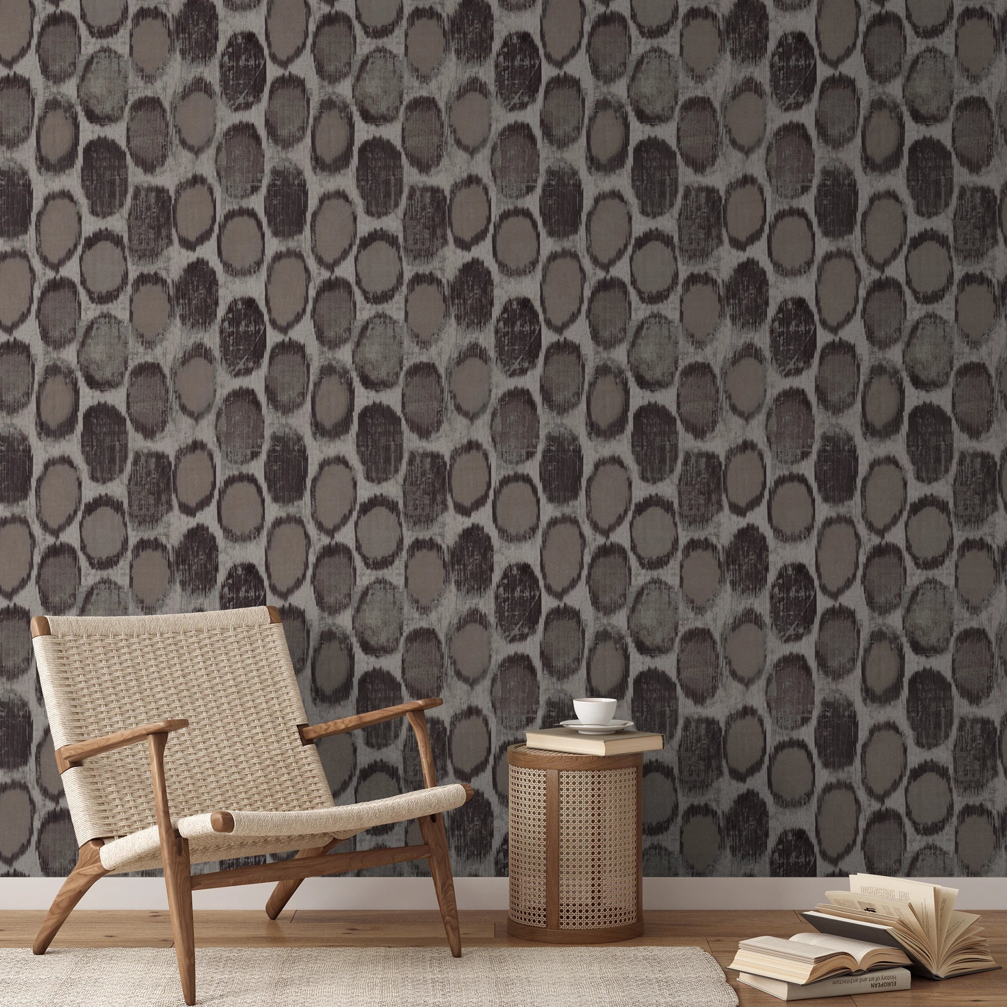 Parisol Ikat - Snow Leopard Wallpaper