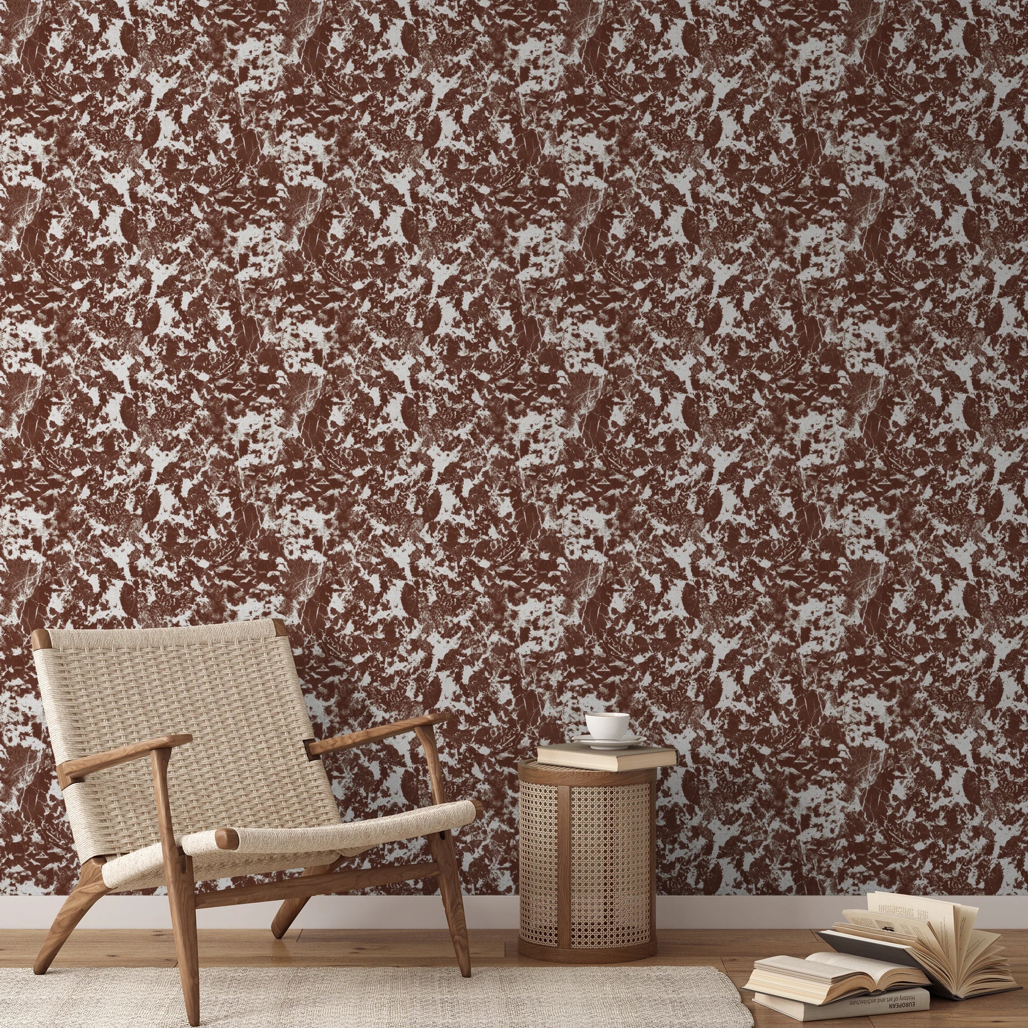 Brown and white speckled pattern with irregular organic shapes creating a mottled texture