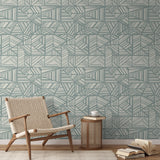 Gray and white geometric pattern with intersecting angular lines and stripes forming abstract triang