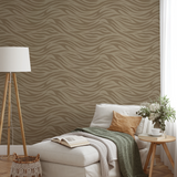 Brown and tan wavy zebra stripe pattern in earth tones