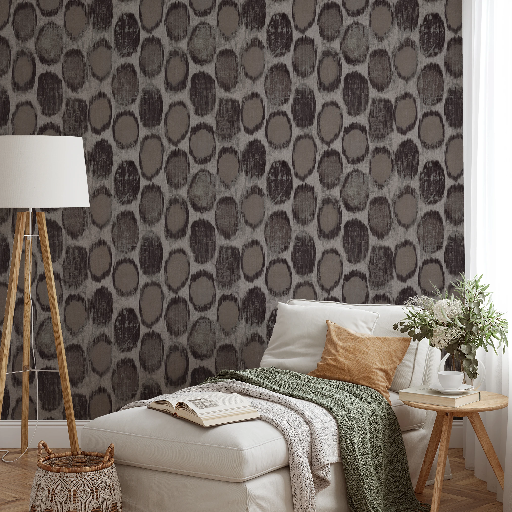Parisol Ikat - Snow Leopard Wallpaper