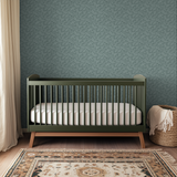 Teal fern leaf pattern with delicate botanical fronds creating a textured, nature-inspired design