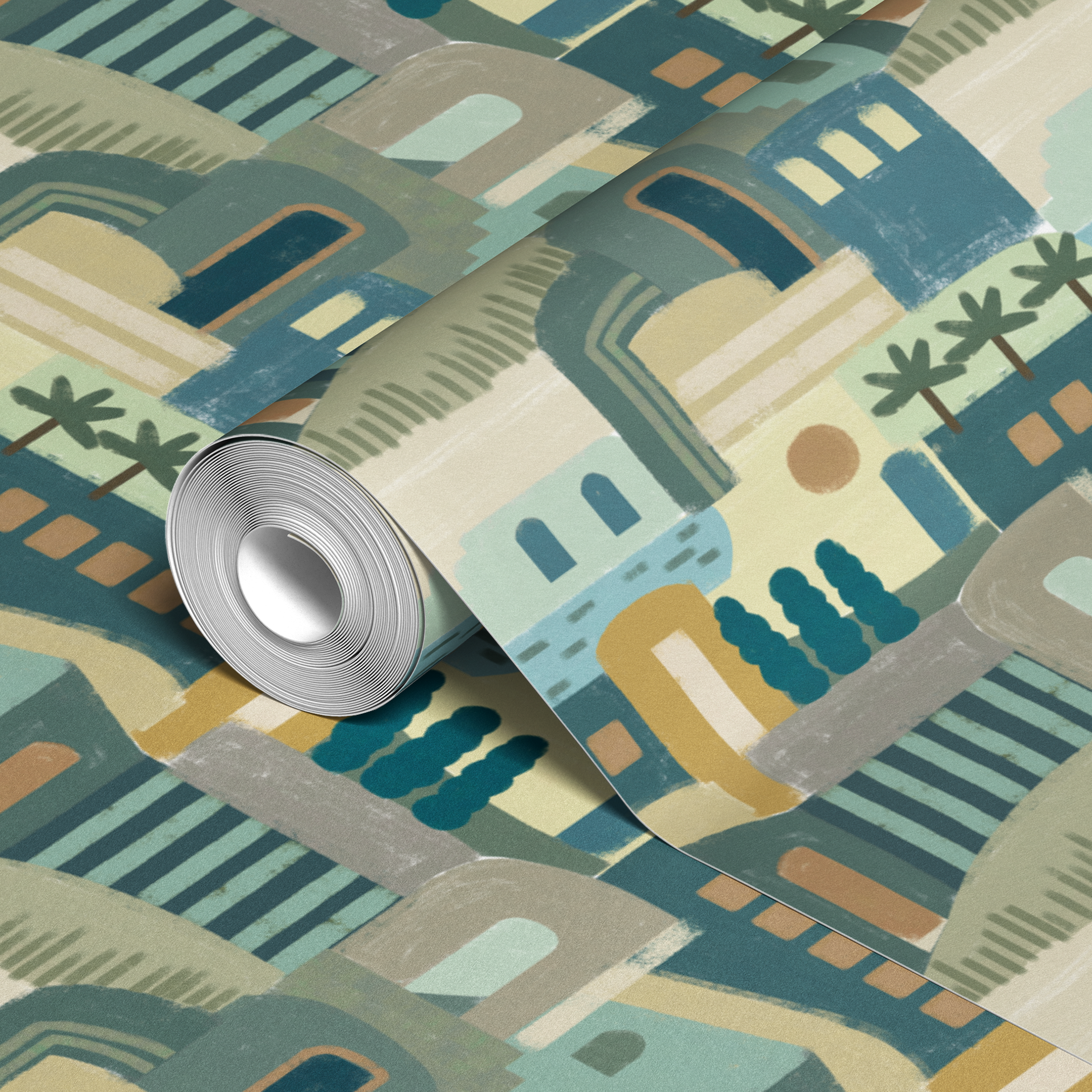  wallpaper roll closeup mockup