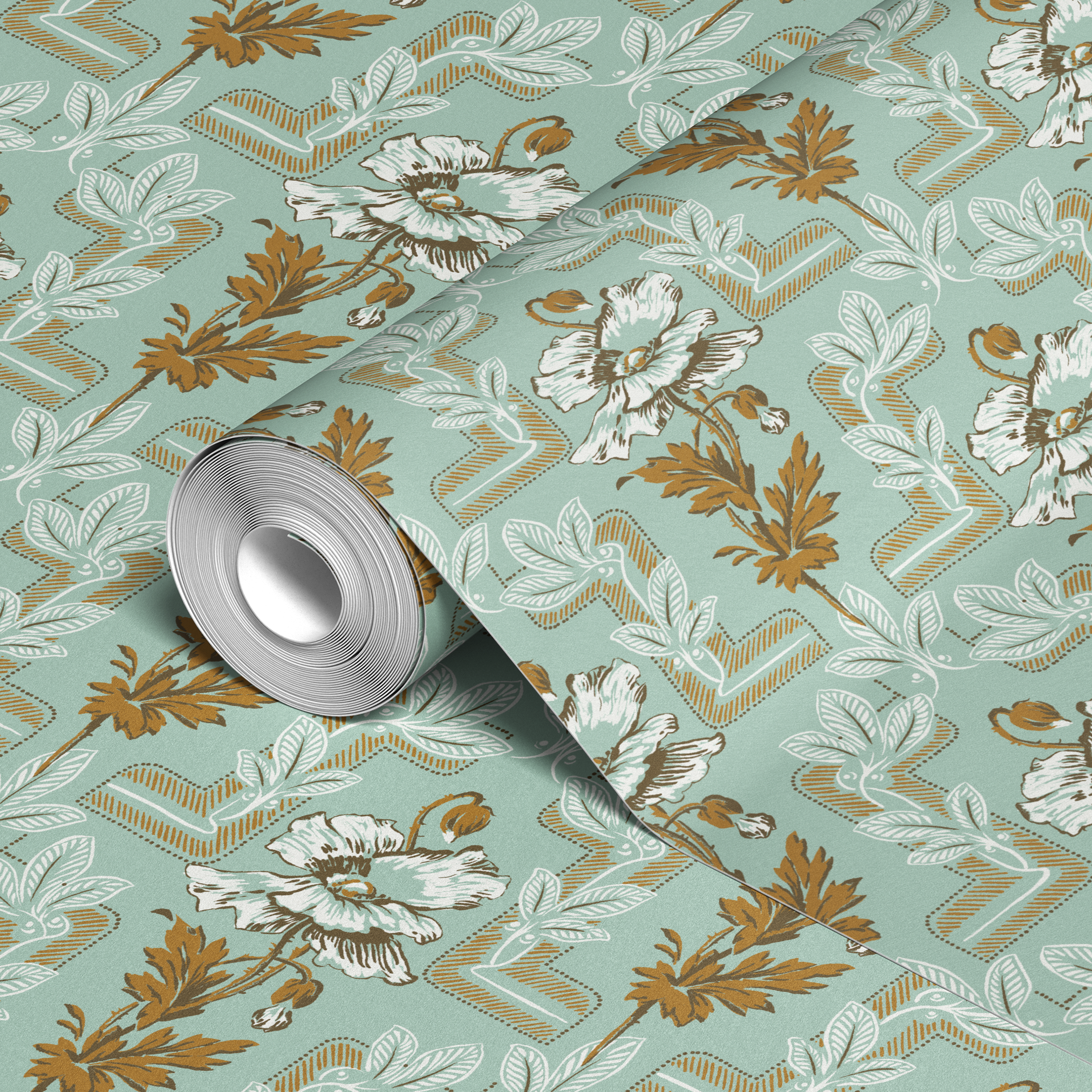  wallpaper roll closeup mockup