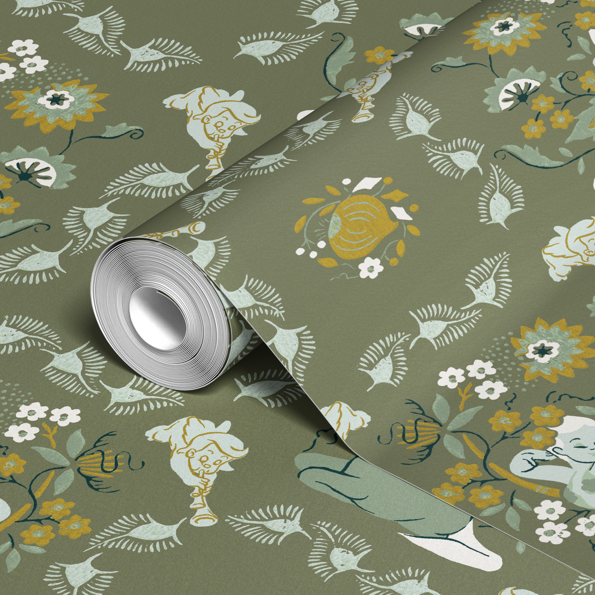  wallpaper roll closeup mockup