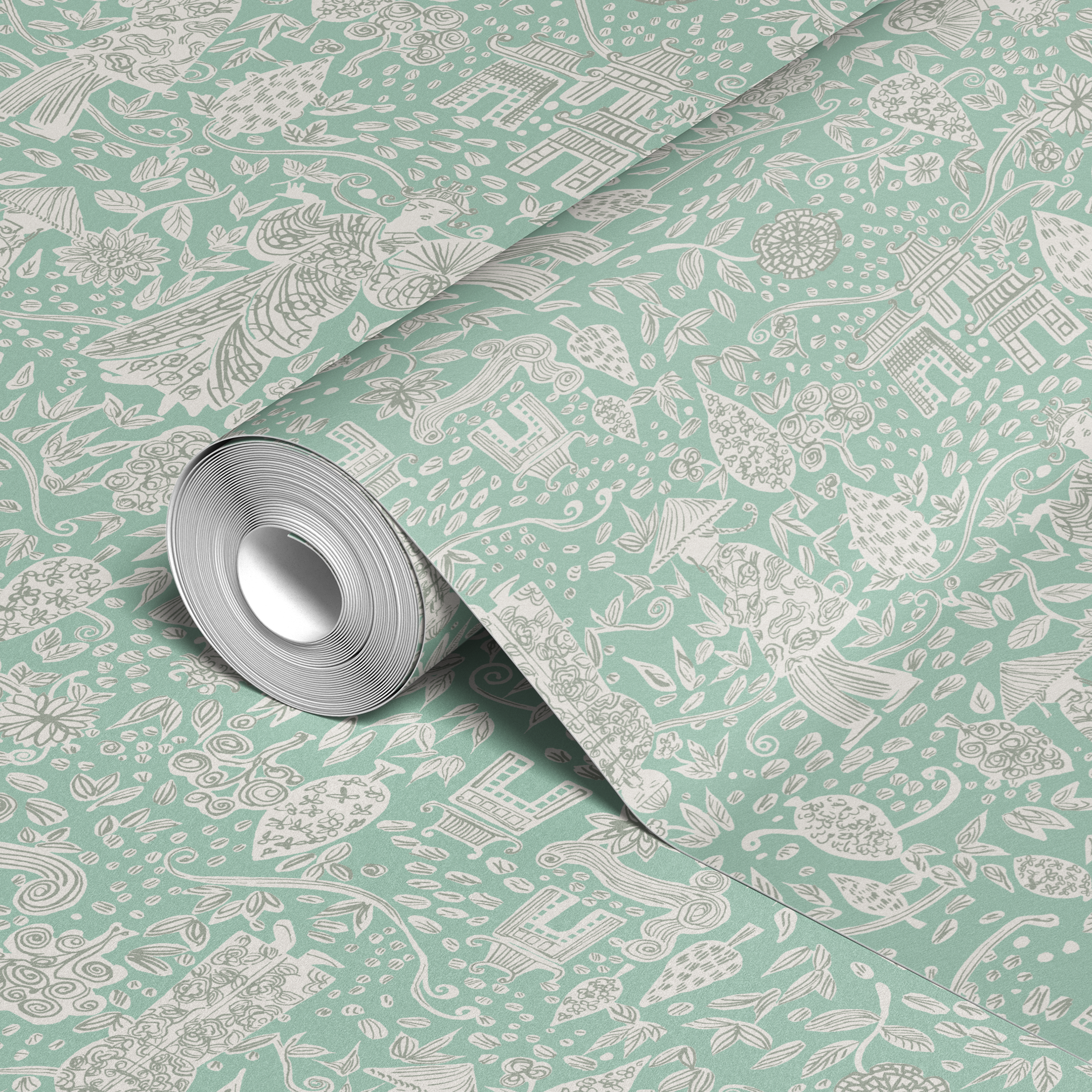  wallpaper roll closeup mockup