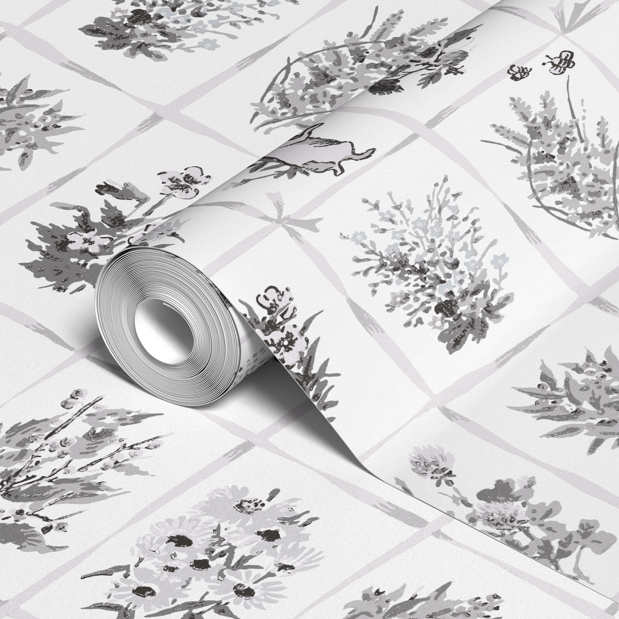 Botanical illustration grid showing various vintage black and white plant and flower sketches
