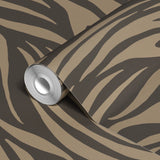Brown and black zebra stripe pattern with flowing organic lines