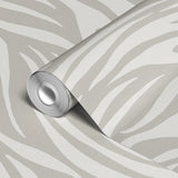 Abstract wavy lines pattern in beige and white tones creating a flowing, organic design