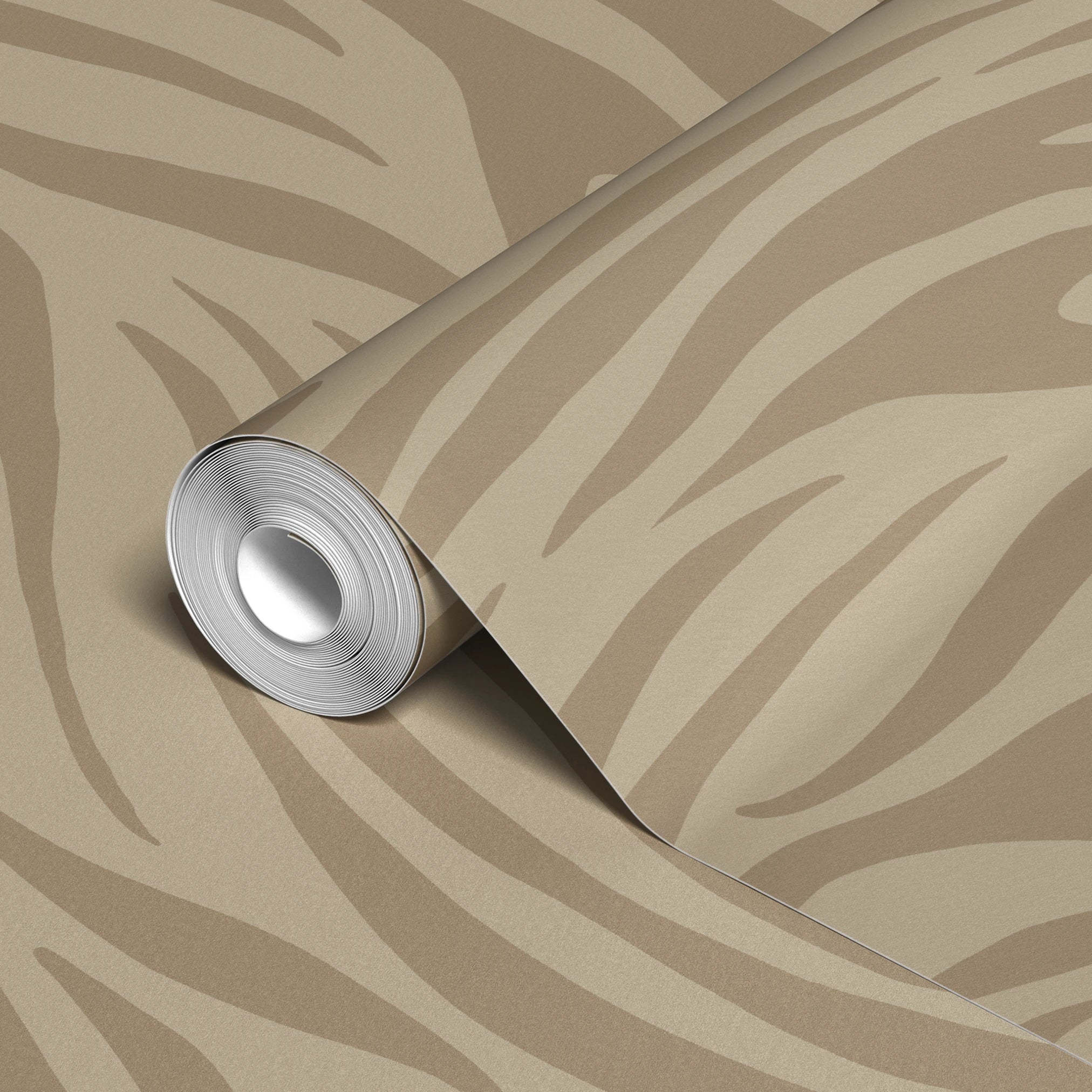 Brown and tan wavy zebra stripe pattern in earth tones
