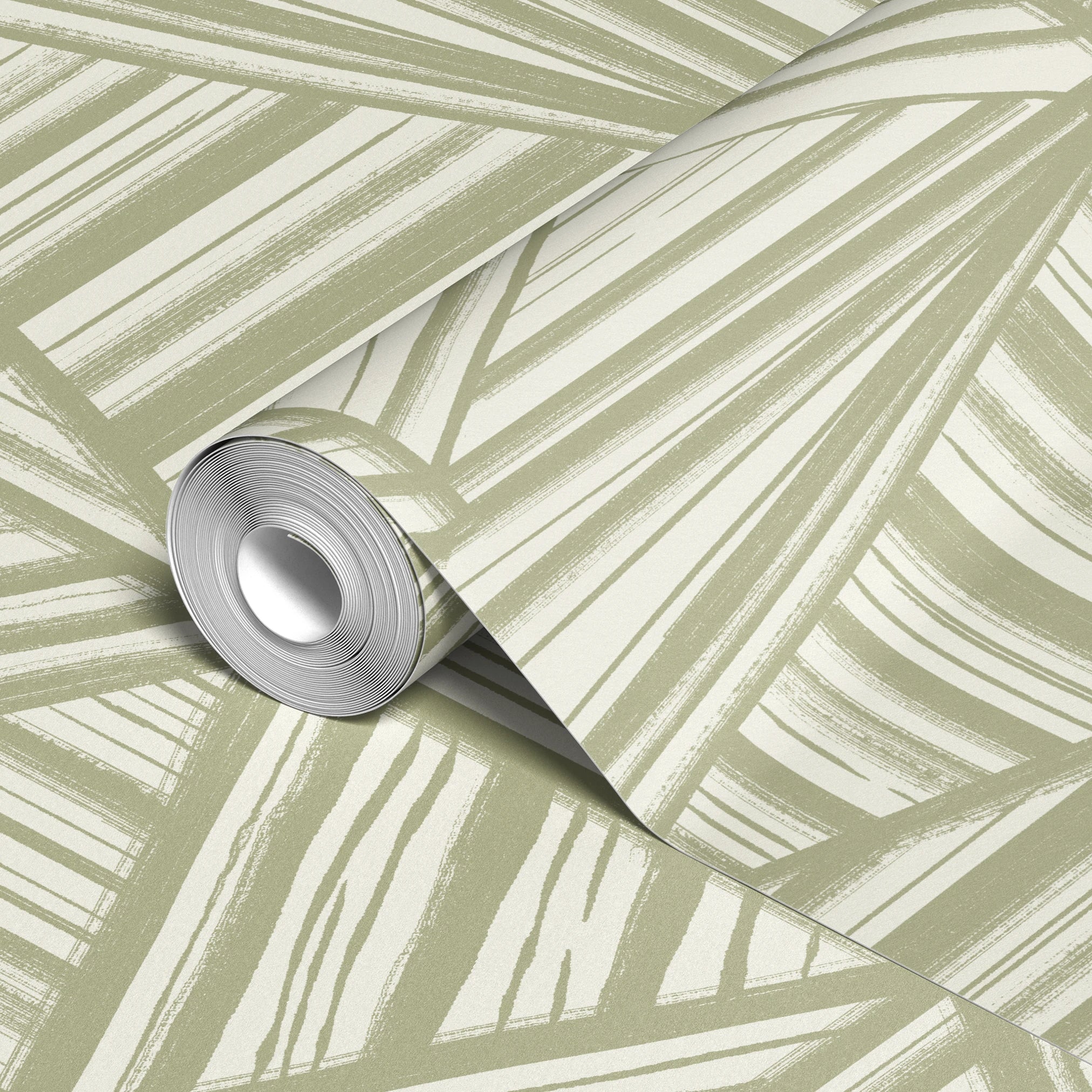 Green and cream geometric pattern with intersecting angular lines forming triangular shapes