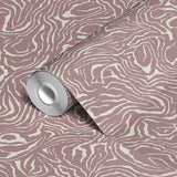 Swirling organic pattern in white lines on mauve-brown background creating flowing abstract texture