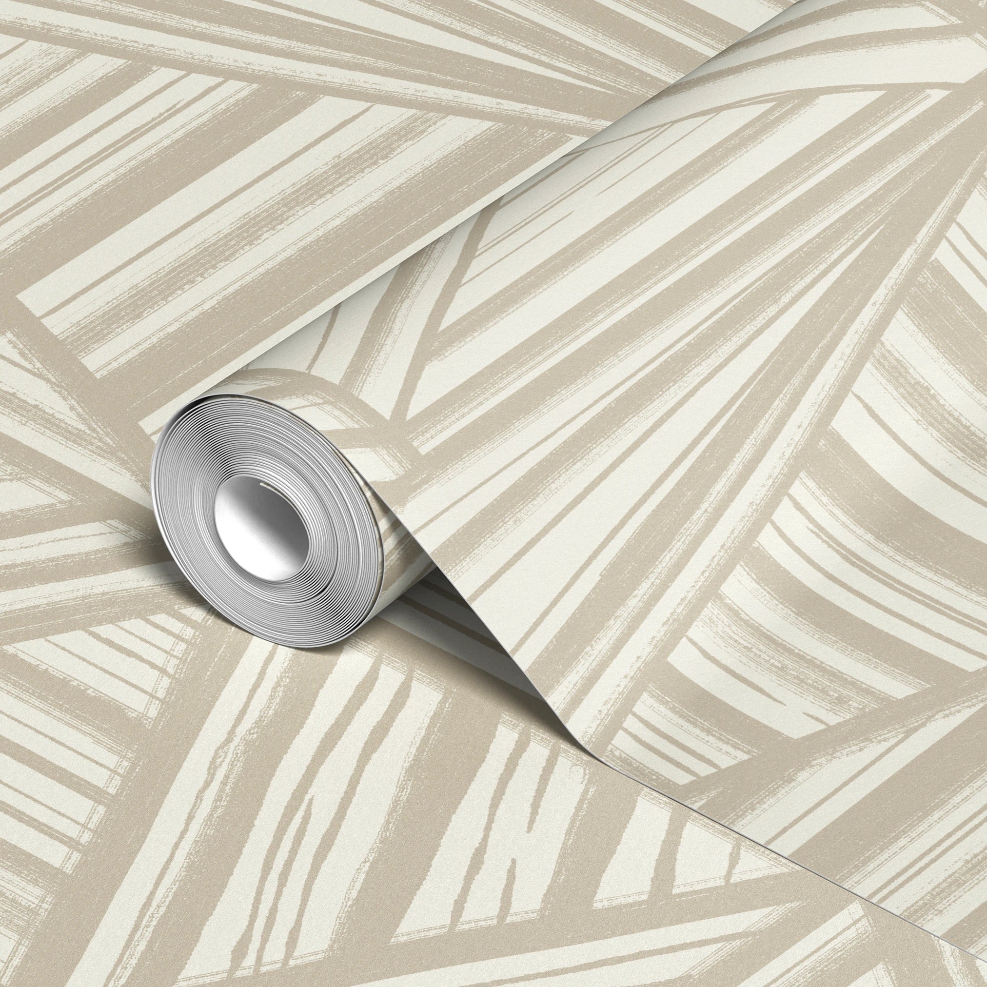 Geometric pattern with beige and cream angular lines forming abstract triangular shapes on light bac