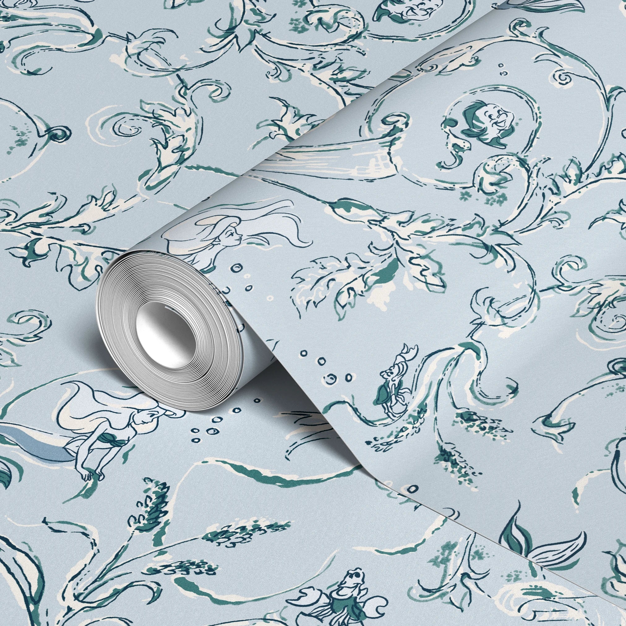 Disney | Baxter Mill - Princess - Ariel - Under the Sea - Powder Wallpaper