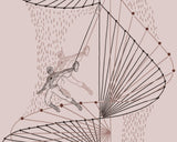 A minimalist line art archive featuring Spider-Man in a dynamic action pose, overlaid on a geometric web-like structure with dots and lines on a neutral background.